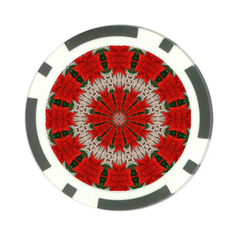 Red Flower Poker Chip Card Guard from ArtsNow.com Front