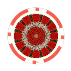 Red Flower Poker Chip Card Guard from ArtsNow.com Front