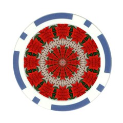 Red Flower Poker Chip Card Guard from ArtsNow.com Front