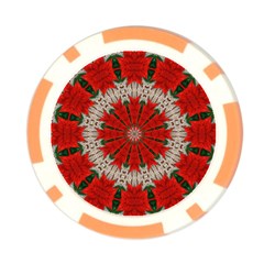 Red Flower Poker Chip Card Guard from ArtsNow.com Front