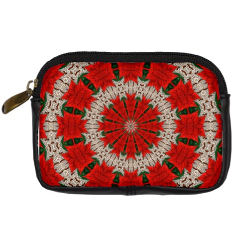 Red Flower Digital Camera Leather Case from ArtsNow.com Front