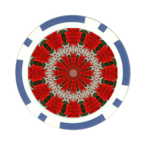 Red Flower Poker Chip Card Guard (10 pack) from ArtsNow.com Front