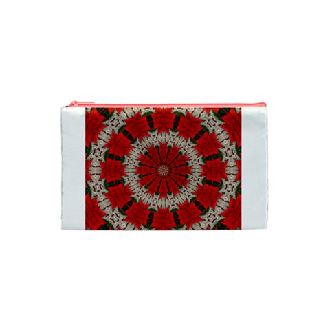 Red Flower Cosmetic Bag (Small) from ArtsNow.com Front