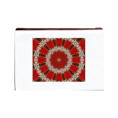 Red Flower Cosmetic Bag (Large) from ArtsNow.com Back