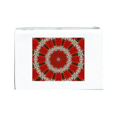 Red Flower Cosmetic Bag (Large) from ArtsNow.com Back