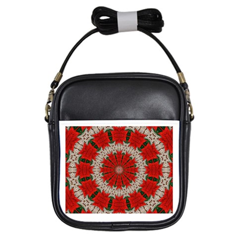 Red Flower Girls Sling Bag from ArtsNow.com Front