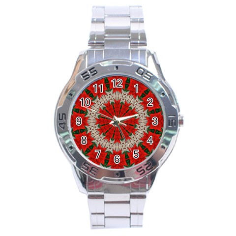 Red Flower Stainless Steel Analogue Men’s Watch from ArtsNow.com Front