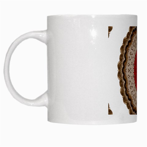 Red Center Doily White Mug from ArtsNow.com Left