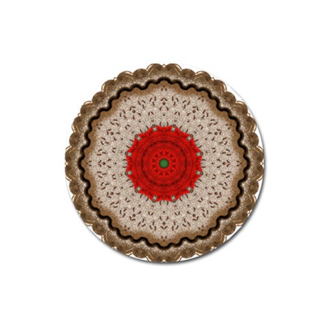 Red Center Doily Magnet 3  (Round) from ArtsNow.com Front