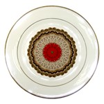 Red Center Doily Porcelain Plate