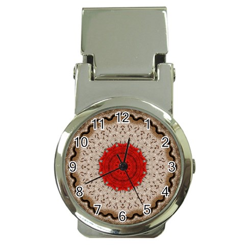 Red Center Doily Money Clip Watch from ArtsNow.com Front