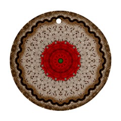 Red Center Doily Round Ornament (Two Sides) from ArtsNow.com Front