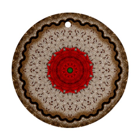 Red Center Doily Round Ornament (Two Sides) from ArtsNow.com Back