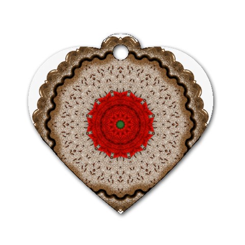 Red Center Doily Dog Tag Heart (Two Sides) from ArtsNow.com Back