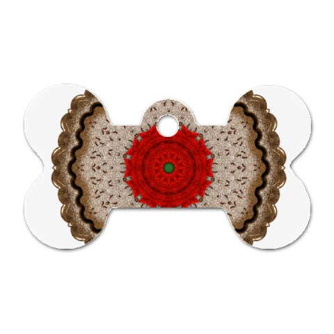 Red Center Doily Dog Tag Bone (Two Sides) from ArtsNow.com Back