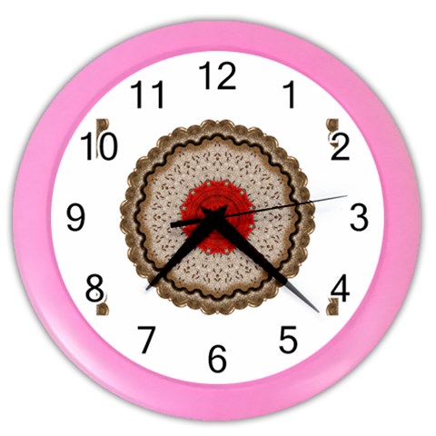 Red Center Doily Color Wall Clock from ArtsNow.com Front