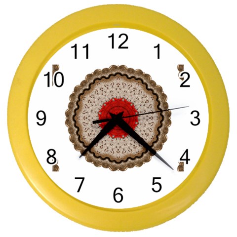 Red Center Doily Color Wall Clock from ArtsNow.com Front