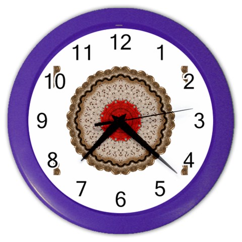 Red Center Doily Color Wall Clock from ArtsNow.com Front