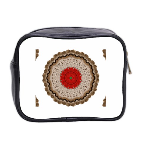 Red Center Doily Mini Toiletries Bag (Two Sides) from ArtsNow.com Back