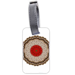 Red Center Doily Luggage Tag (two sides) from ArtsNow.com Back