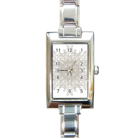 Silver Snowflake Doily Rectangular Italian Charm Watch from ArtsNow.com Front