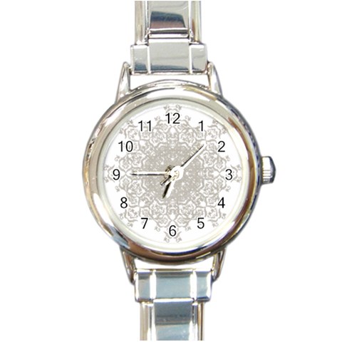 Silver Snowflake Doily Round Italian Charm Watch from ArtsNow.com Front