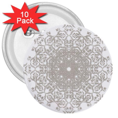 Silver Snowflake Doily 3  Button (10 pack) from ArtsNow.com Front