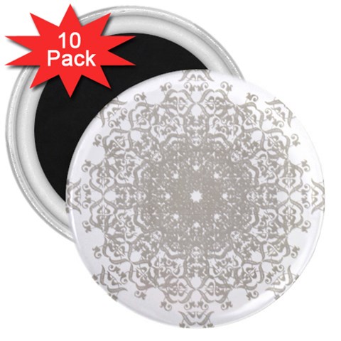 Silver Snowflake Doily 3  Magnet (10 pack) from ArtsNow.com Front