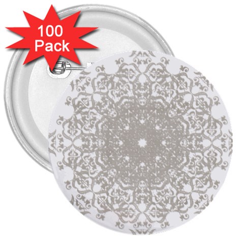 Silver Snowflake Doily 3  Button (100 pack) from ArtsNow.com Front