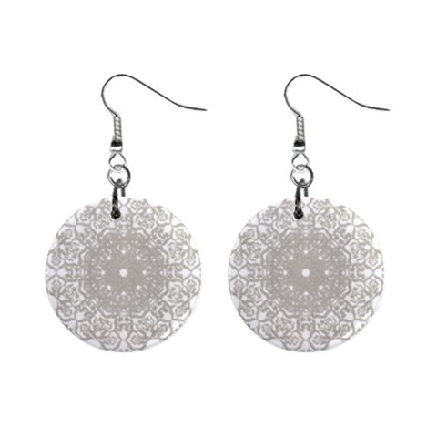 Silver Snowflake Doily 1  Button Earrings from ArtsNow.com Front