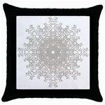 Silver Snowflake Doily Throw Pillow Case (Black)