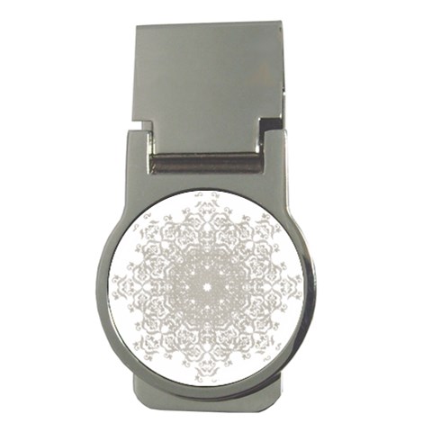 Silver Snowflake Doily Money Clip (Round) from ArtsNow.com Front