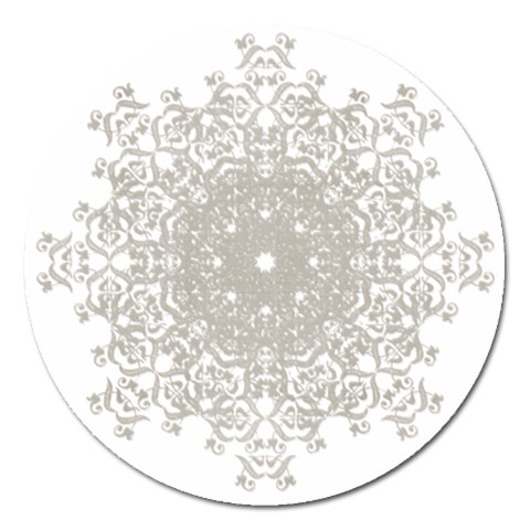 Silver Snowflake Doily Magnet 5  (Round) from ArtsNow.com Front