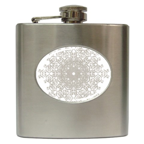 Silver Snowflake Doily Hip Flask (6 oz) from ArtsNow.com Front