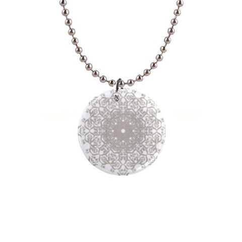 Silver Snowflake Doily 1  Button Necklace from ArtsNow.com Front