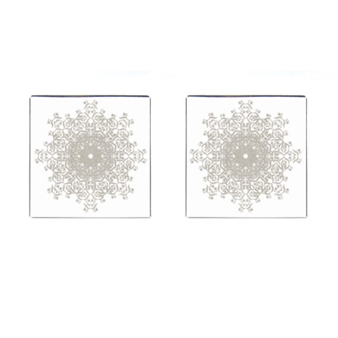 Silver Snowflake Doily Cufflinks (Square) from ArtsNow.com Front(Pair)