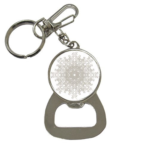 Silver Snowflake Doily Bottle Opener Key Chain from ArtsNow.com Front