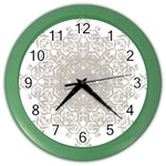 Silver Snowflake Doily Color Wall Clock