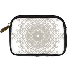 Silver Snowflake Doily Digital Camera Leather Case from ArtsNow.com Front