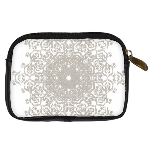 Silver Snowflake Doily Digital Camera Leather Case from ArtsNow.com Back