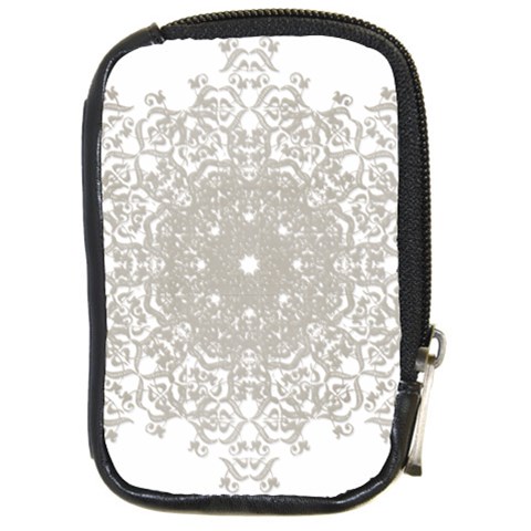 Silver Snowflake Doily Compact Camera Leather Case from ArtsNow.com Front