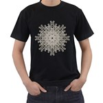 Silver Snowflake Doily Black T-Shirt