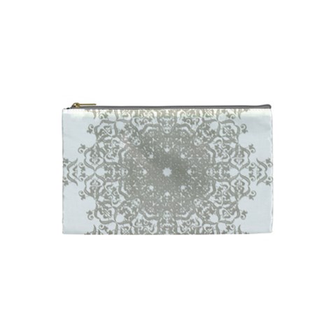 Silver Snowflake Doily Cosmetic Bag (Small) from ArtsNow.com Front