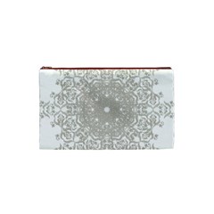 Silver Snowflake Doily Cosmetic Bag (Small) from ArtsNow.com Front