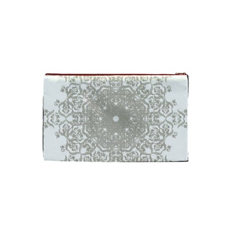 Silver Snowflake Doily Cosmetic Bag (Small) from ArtsNow.com Back