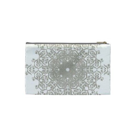 Silver Snowflake Doily Cosmetic Bag (Small) from ArtsNow.com Back