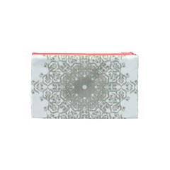 Silver Snowflake Doily Cosmetic Bag (Small) from ArtsNow.com Back