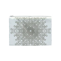 Silver Snowflake Doily Cosmetic Bag (Medium) from ArtsNow.com Front