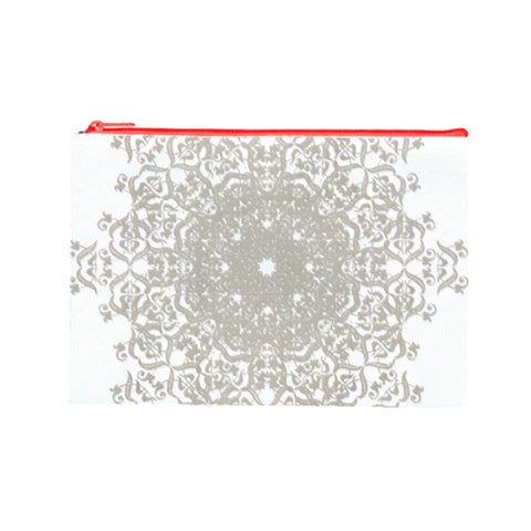 Silver Snowflake Doily Cosmetic Bag (Large) from ArtsNow.com Front