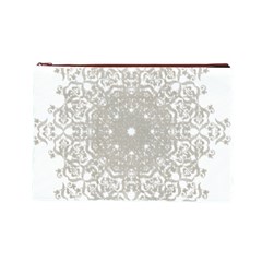 Silver Snowflake Doily Cosmetic Bag (Large) from ArtsNow.com Front